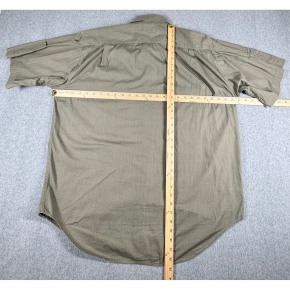 Banana Republic Shirt Mens Large L Green Safari Short Sleeve‎ Pockets Cotton VTG - Picture 4 of 5